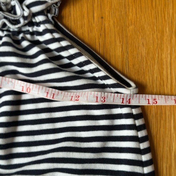 Bella Bliss Girls Size 10 Nautical Navy & White Striped Dress Ruffle Neck Slvles - Picture 4 of 7